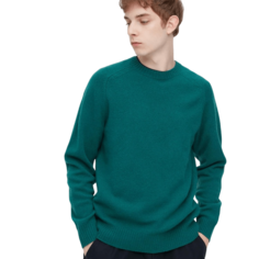 Джемпер Uniqlo Premium Lambswool Crew Neck, зеленый