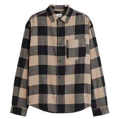 Рубашка H&amp;M Relaxed Fit Flannel, бежевый/черный H&M