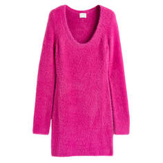 Платье H&amp;M Fluffy-knit Bodycon, вишневый H&M