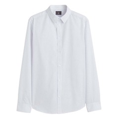 Рубашка H&amp;M Dotted Slim Fit Easy-iron, белый/черный H&M