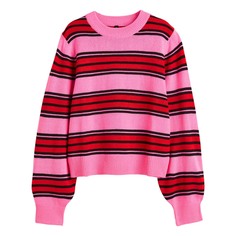 Джемпер H&amp;M Striped Jacquard-knit, вишневый H&M