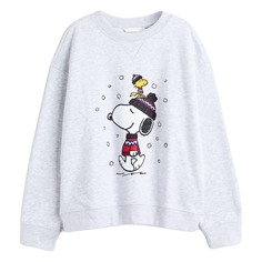 Свитшот H&amp;M Snoopy Oversized Motif-front, светло-серый H&M