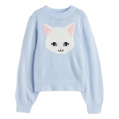 Джемпер H&amp;M Cat Jacquard-knit, голубой H&M