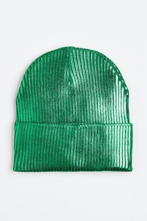 Вязаная шапка с узором в рубчик H&amp;M, зеленый H&M