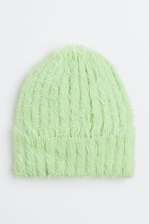 Вязаная шапка с узором в рубчик H&amp;M, неоново-зеленый H&M