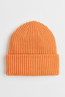 Вязаная шапка с узором в рубчик H&amp;M, оранжевый H&M