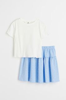 Комплект из 2 предметов из хлопка H&amp;M, кремовый/голубой H&M