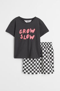 Комплект из 2 предметов из хлопкового джерси H&amp;M Grow Slow, темно-серый H&M