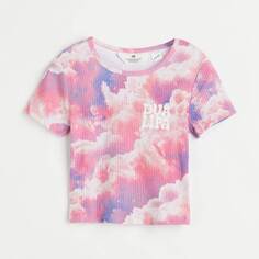 Короткая футболка с принтом H&amp;M Dua Lipa, розовый H&M