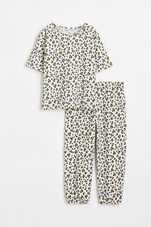 Пижама из хлопкового трикотажа H&amp;M Leopard, белый H&M