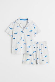 Пижама из хлопкового трикотажа H&amp;M Dinosaurs, светло-серый H&M