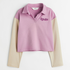 Хлопковая рубашка в стиле регби H&amp;M Sprt Athl, светло-фиолетовый/светло-бежевый H&M