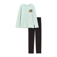 Пижамы из джерси H&amp;M, светло-зеленый/черный H&M
