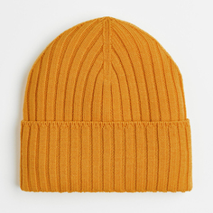 Шерстяная шапка H&amp;M Rib-knit, темно-желтый H&M