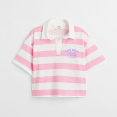 Укороченная рубашка в стиле регби H&amp;M Striped Miami, светло-розовый H&M