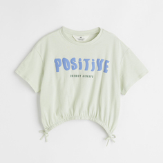 Футболка с кулиской H&amp;M Positive energy always, светло-зеленый H&M