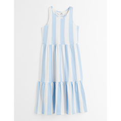 Хлопковое платье H&amp;M Striped, светло-голубой/белый H&M