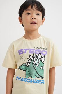 Футболка с принтом H&amp;M Stegosaurus, светло-бежевый H&M