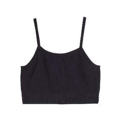 Топ домашний H&amp;M Ribbed Seamless Crop, черный H&M