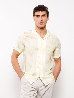 Мужская рубашка из вискозы с коротким рукавом и узором, классический крой LCWAIKIKI Classic