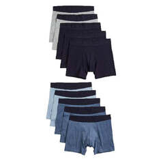Комплект трусов-боксеров H&amp;M Cotton Boxer Shorts, 10 предметов, синий/серый H&M