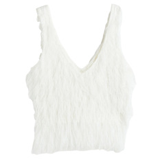 Топ H&amp;M Fluffy Fringe-knit, белый H&M