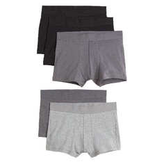 Комплект трусов-боксеров H&amp;M Cotton Boxer Shorts, 5 предметов, серый/черный H&M