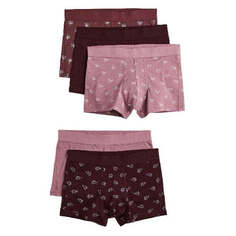 Комплект трусов-боксеров H&amp;M Cotton Boxer Shorts, 5 предметов, розовый/бордовый H&M
