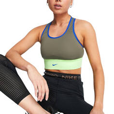 Бюстгальтер Nike Training Trail Swoosh Medium Support Contrast Taping Sports, хаки