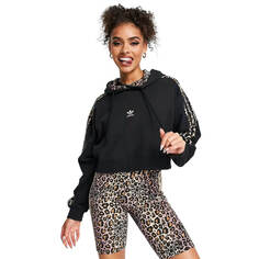 Толстовка Adidas Originals Cropped With Leopard Print Stripes, черный