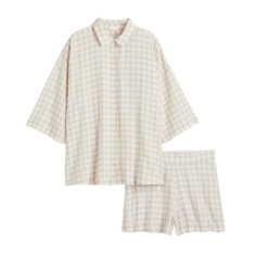 Пижама H&amp;M Home Shirt and Shorts, коричневый/белый