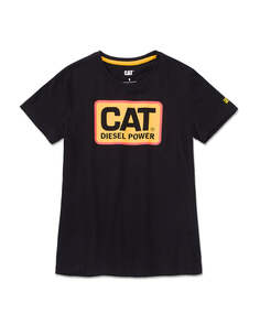 Женская футболка CAT Diesel Power, черный/оранжевый Caterpillar