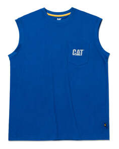 Мужская футболка без рукавов и карманов CAT, ярко-голубой Caterpillar