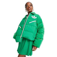 Пуховик Adidas Originals Adicolor 70s Velvet Puffer, зеленый