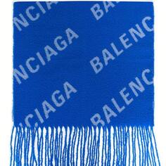 Шарф Balenciaga All-over Logo Embroidered, сине-голубой