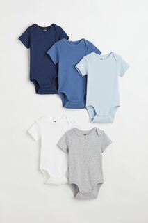 5 комплектов боди из хлопка H&amp;M, синий/белый H&M