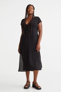 H&amp;M+ Платье из крепа на пуговицах, черный H&M