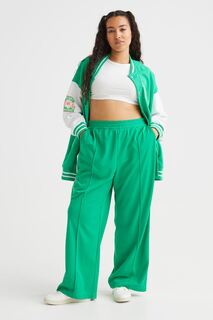 H&amp;M+ Широкие спортивные брюки, зеленый/белый H&M