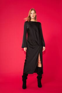 Атласное платье с завязками H&amp;M, черный H&M