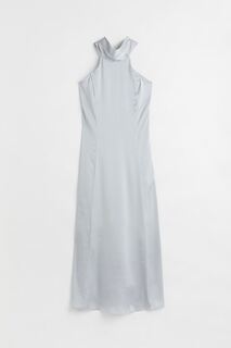 Атласное платье на свадьбу H&amp;M, светло-серый H&M
