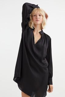 Атласное платье-туника H&amp;M, черный H&M