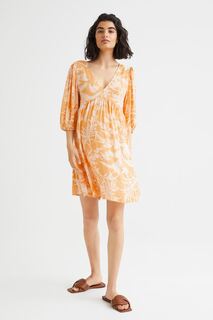MAMA Узорчатое платье с пышными рукавами H&amp;M, светло-оранжевый/узор H&M