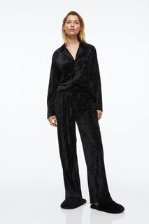 Велюровые пижамные штаны H&amp;M, черный H&M