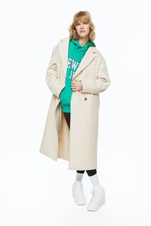 Двубортное пальто H&amp;M, сливочный H&M