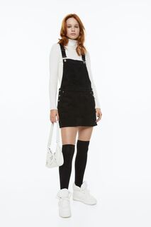Вельветовая юбка с подтяжками H&amp;M, черный H&M