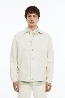 Джинсовая куртка свободного кроя H&amp;M, сливочный H&M