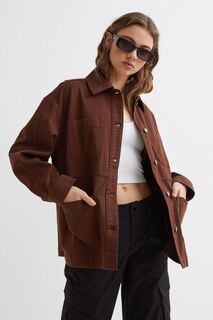 Жакет-рубашка из твила H&amp;M, коричневый H&M