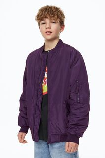 Куртка-бомбер оверсайз H&amp;M, темно фиолетовый H&M