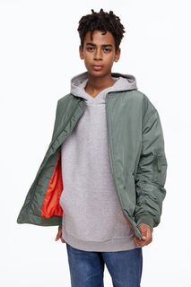 Куртка-бомбер оверсайз H&amp;M, хаки зеленый H&M