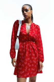 Платье из крепа H&amp;M, красный/бабочки H&M